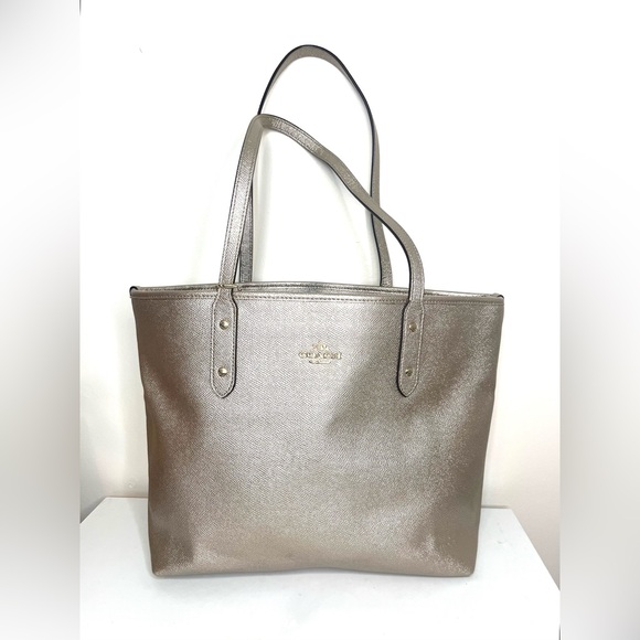 COACH City Zip Tote Metallic Purse with Handles Shoulder Bag F16224 - Picture 1 of 15